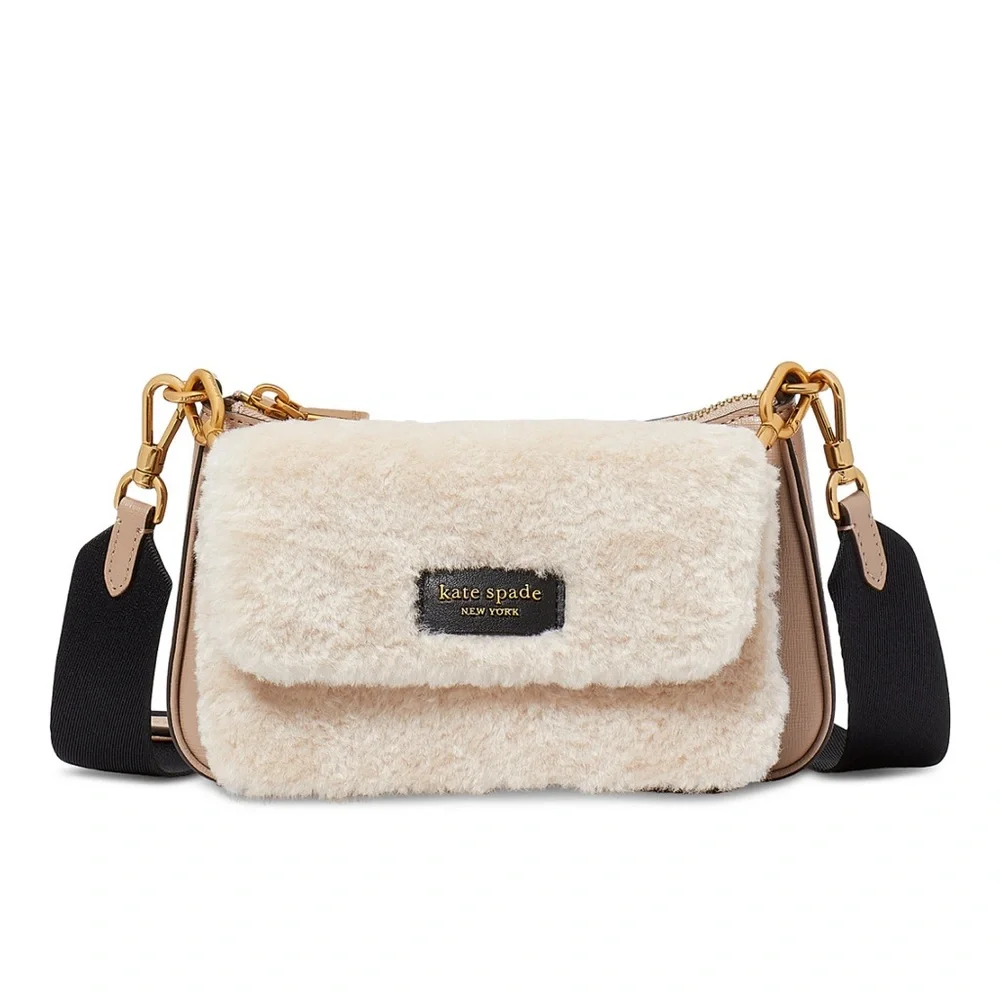 ♠️kate spade new york ♠️Double Up Faux Shearling Crossbody Bag - Picture 2 of 10